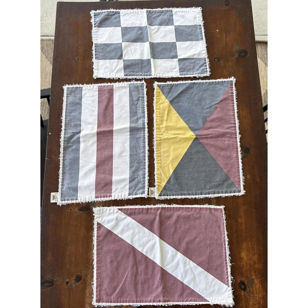 Nautical Signal Flag Sailboat‎ Placemat Set (4) + 4 Kitchen Towels Dickie Walker